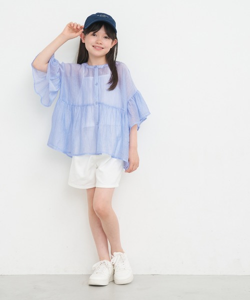 coca（coca）（コカ）の「【WEB限定セール】キッズ 親子お揃い シアークレープブラウス（シャツ/ブラウス・キッズ・レッド/ホワイト/ライトブルー・120/130/140/150）」の13枚目の写真
