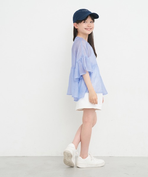 coca（coca）（コカ）の「【WEB限定セール】キッズ 親子お揃い シアークレープブラウス（シャツ/ブラウス・キッズ・レッド/ホワイト/ライトブルー・120/130/140/150）」の14枚目の写真