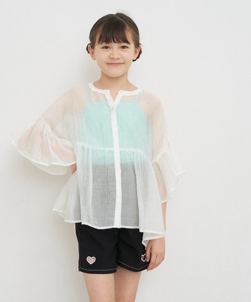 coca（coca）（コカ）の「【WEB限定セール】キッズ 親子お揃い シアークレープブラウス（シャツ/ブラウス・キッズ・レッド/ホワイト/ライトブルー・120/130/140/150）」の15枚目の写真