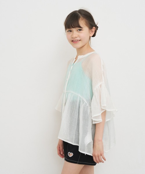 coca（coca）（コカ）の「【WEB限定セール】キッズ 親子お揃い シアークレープブラウス（シャツ/ブラウス・キッズ・レッド/ホワイト/ライトブルー・120/130/140/150）」の18枚目の写真