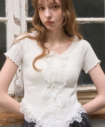 フロントフリルレースTOPS/Front frill lace tops