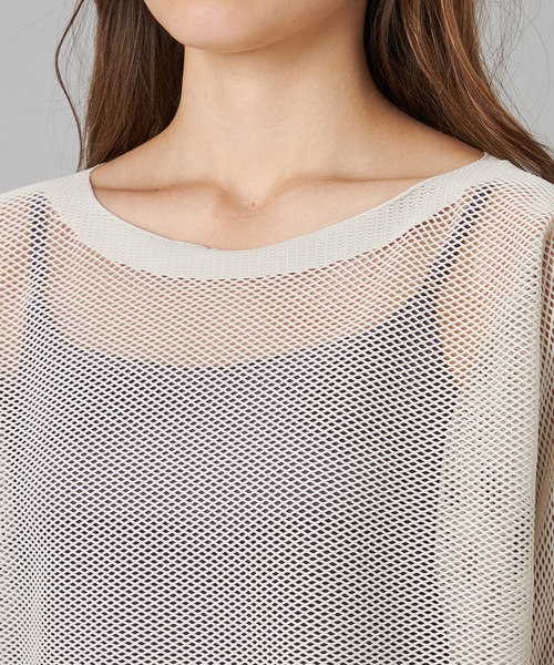 Chacott（チャコット）の「【ノーソイングニット】７分袖メッシュニットＴシャツ（ニット/セーター・レディース・ホワイト/ライトグレー/ブラック/ダークパープル・M）」の7枚目の写真