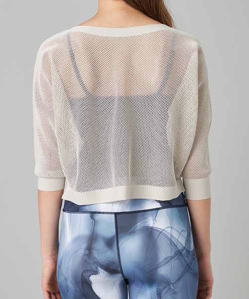 Chacott（チャコット）の「【ノーソイングニット】７分袖メッシュニットＴシャツ（ニット/セーター・レディース・ホワイト/ライトグレー/ブラック/ダークパープル・M）」の10枚目の写真