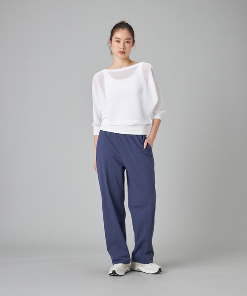 Chacott（チャコット）の「【ノーソイングニット】７分袖メッシュニットＴシャツ（ニット/セーター・レディース・ホワイト/ライトグレー/ブラック/ダークパープル・M）」の17枚目の写真