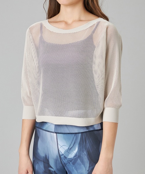 Chacott（チャコット）の「【ノーソイングニット】７分袖メッシュニットＴシャツ（ニット/セーター・レディース・ホワイト/ライトグレー/ブラック/ダークパープル・M）」の20枚目の写真