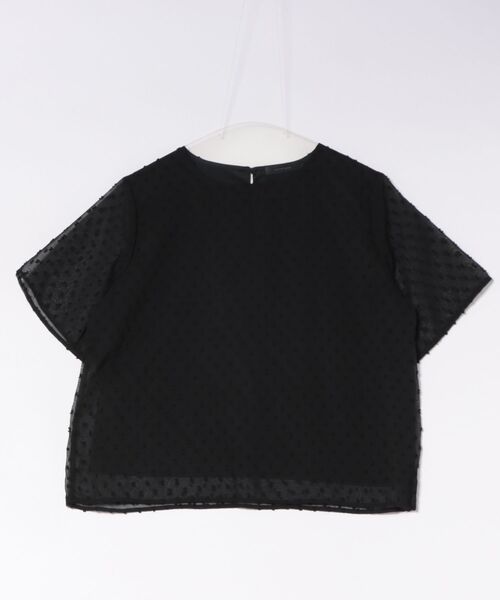 INTERPLANET(インタープラネット)の「シフォンカットドビー半袖プルオーバー(Tシャツ/カットソー・レディース・ブラック/オフホワイト・FREE)」の3枚目の写真