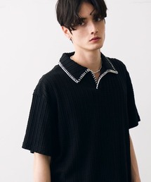 Stitched-seam knit polo / ステッチシームニットポロ