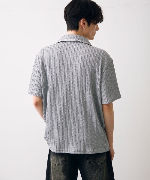 Shoowtime(ショウタイム)の「Stitched-seam knit polo / ステッチシームニットポロ(Tシャツ/カットソー・メンズ・グレー/ブラック・MEDIUM/LARGE/X-LARGE)」の9枚目の写真