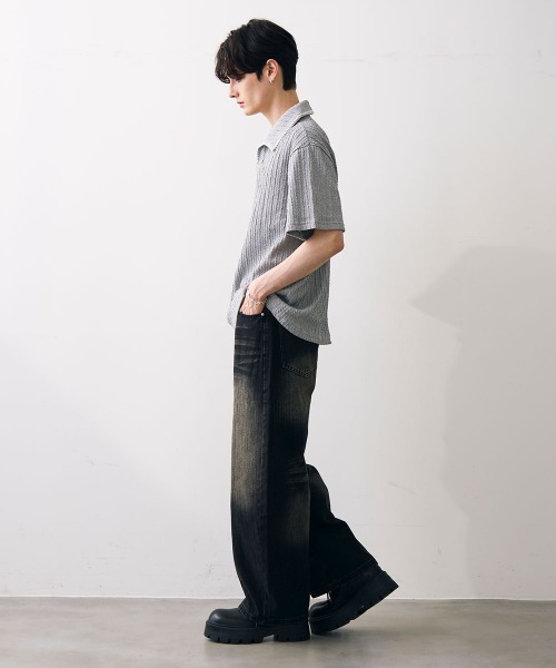 Shoowtime(ショウタイム)の「Stitched-seam knit polo / ステッチシームニットポロ(Tシャツ/カットソー・メンズ・グレー/ブラック・MEDIUM/LARGE/X-LARGE)」の17枚目の写真