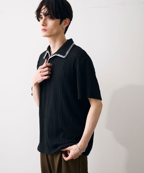Shoowtime(ショウタイム)の「Stitched-seam knit polo / ステッチシームニットポロ(Tシャツ/カットソー・メンズ・グレー/ブラック・MEDIUM/LARGE/X-LARGE)」の22枚目の写真