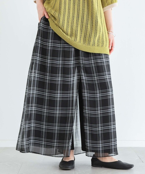 n'OrLABEL(ノアールレーベル)の「【接触冷感】シアーチェックレイヤードパンツ(その他パンツ・レディース・ブラック/ブルー・1/2)」の2枚目の写真