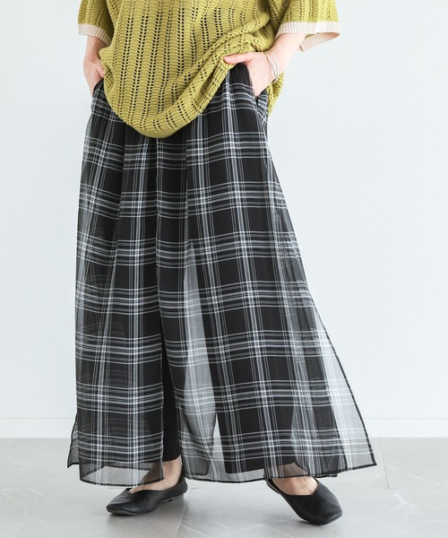 n'OrLABEL(ノアールレーベル)の「【接触冷感】シアーチェックレイヤードパンツ(その他パンツ・レディース・ブラック/ブルー・1/2)」の22枚目の写真