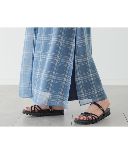 n'OrLABEL(ノアールレーベル)の「【接触冷感】シアーチェックレイヤードパンツ(その他パンツ・レディース・ブラック/ブルー・1/2)」の5枚目の写真