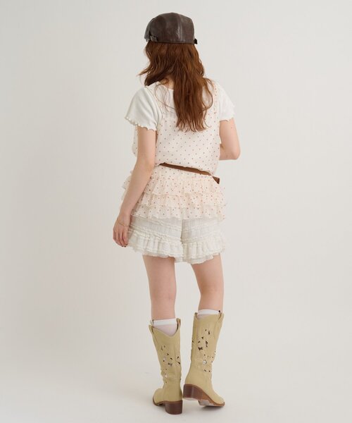 w closet（ダブルクローゼット）の「【4色展開/無地/ドット柄】シアーフリルキャミ 夏服（キャミソール・レディース・レッド/オフホワイト/アイボリー/ブラック・FREE）」の19枚目の写真