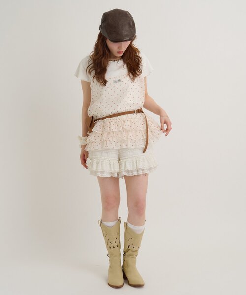 w closet（ダブルクローゼット）の「【4色展開/無地/ドット柄】シアーフリルキャミ 夏服（キャミソール・レディース・レッド/オフホワイト/アイボリー/ブラック・FREE）」の21枚目の写真