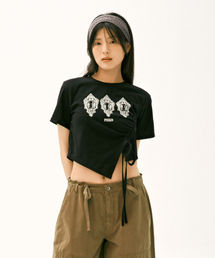 キー ホール グラフィック ストリング Tシャツ (ブラック)