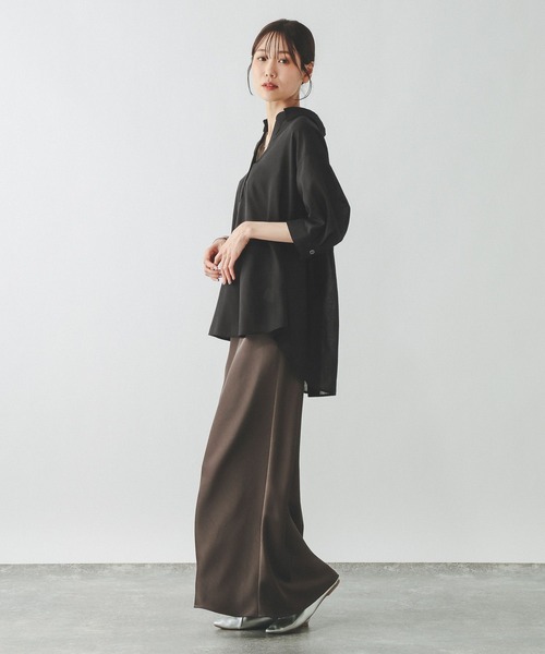 GLOBAL WORK(グローバルワーク)の「イージーケアリネンスキッパー5分袖/657938(シャツ/ブラウス・レディース・ブラウン/オフホワイト/サックスブルー/ブラック・LARGE/MEDIUM)」の10枚目の写真