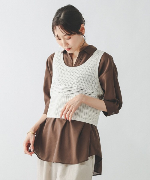 GLOBAL WORK(グローバルワーク)の「イージーケアリネンスキッパー5分袖/657938(シャツ/ブラウス・レディース・ブラウン/オフホワイト/サックスブルー/ブラック・LARGE/MEDIUM)」の16枚目の写真