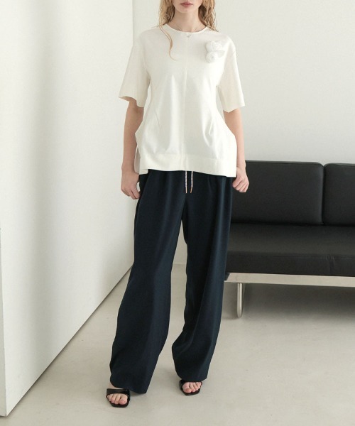 DONOBAN(ドノバン)の「ダブルウエストストレートパンツ(スラックス・レディース・ネイビー/ベージュ・MEDIUM/LONG/SHORT)」の12枚目の写真