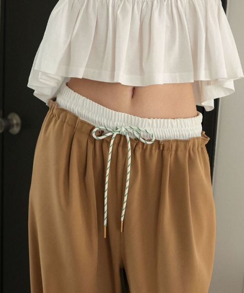 DONOBAN(ドノバン)の「ダブルウエストストレートパンツ(スラックス・レディース・ネイビー/ベージュ・MEDIUM/LONG/SHORT)」の18枚目の写真