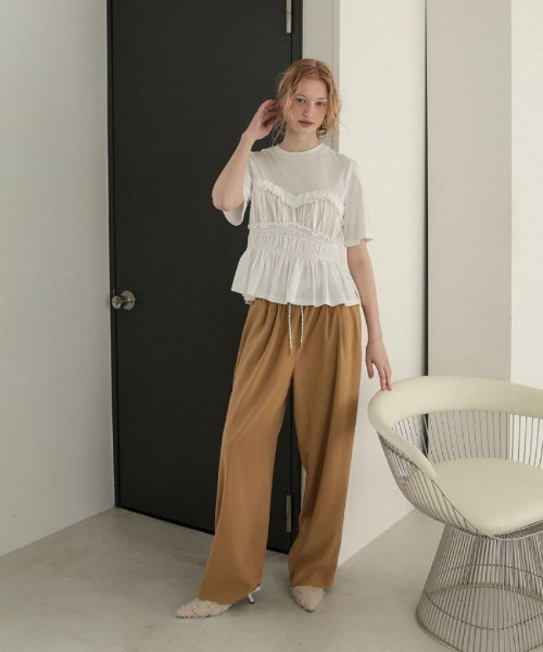 DONOBAN(ドノバン)の「ダブルウエストストレートパンツ(スラックス・レディース・ネイビー/ベージュ・MEDIUM/LONG/SHORT)」の19枚目の写真