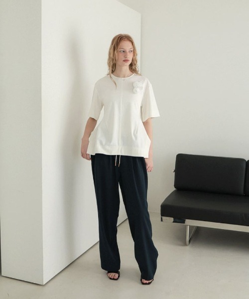 DONOBAN(ドノバン)の「ダブルウエストストレートパンツ(スラックス・レディース・ネイビー/ベージュ・MEDIUM/LONG/SHORT)」の10枚目の写真