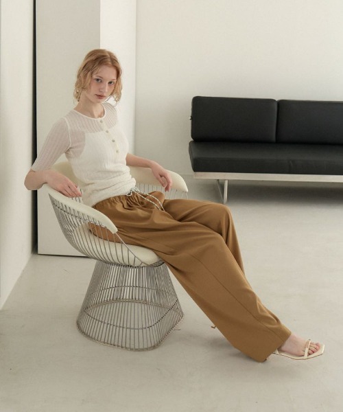 DONOBAN(ドノバン)の「ダブルウエストストレートパンツ(スラックス・レディース・ネイビー/ベージュ・MEDIUM/LONG/SHORT)」の15枚目の写真