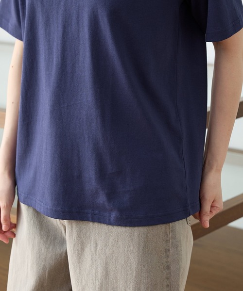 Honeys(ハニーズ)の「【接触冷感・ひんやりコットン】ひんやり綿半袖Tシャツ(Tシャツ/カットソー・レディース・スミクロ/レッド/ブラック/ブラウン/ダークブルー/オフホワイト・S/M/LL/L)」の9枚目の写真