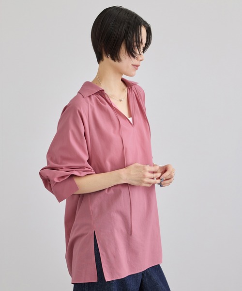 SALON adam et rope'(サロン アダム エ ロペ)の「シアーコットンヴィンテージブラウス(シャツ/ブラウス・レディース・キナリ/ピンク系その他/ブラック・FREE)」の1枚目の写真