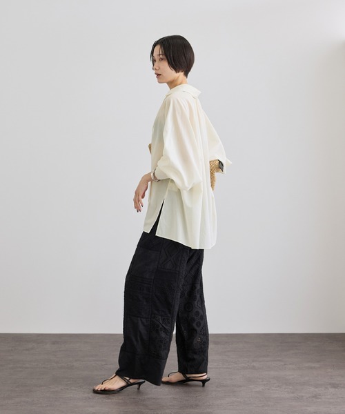 SALON adam et rope'(サロン アダム エ ロペ)の「シアーコットンヴィンテージブラウス(シャツ/ブラウス・レディース・キナリ/ピンク系その他/ブラック・FREE)」の9枚目の写真