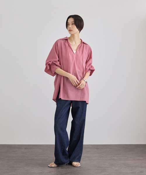 SALON adam et rope'(サロン アダム エ ロペ)の「シアーコットンヴィンテージブラウス(シャツ/ブラウス・レディース・キナリ/ピンク系その他/ブラック・FREE)」の10枚目の写真