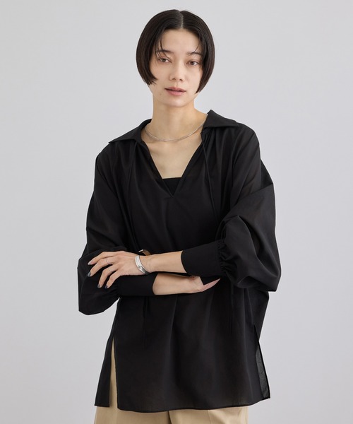 SALON adam et rope'(サロン アダム エ ロペ)の「シアーコットンヴィンテージブラウス(シャツ/ブラウス・レディース・キナリ/ピンク系その他/ブラック・FREE)」の11枚目の写真