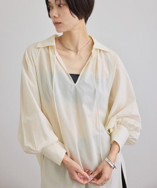 SALON adam et rope'(サロン アダム エ ロペ)の「シアーコットンヴィンテージブラウス(シャツ/ブラウス・レディース・キナリ/ピンク系その他/ブラック・FREE)」の13枚目の写真