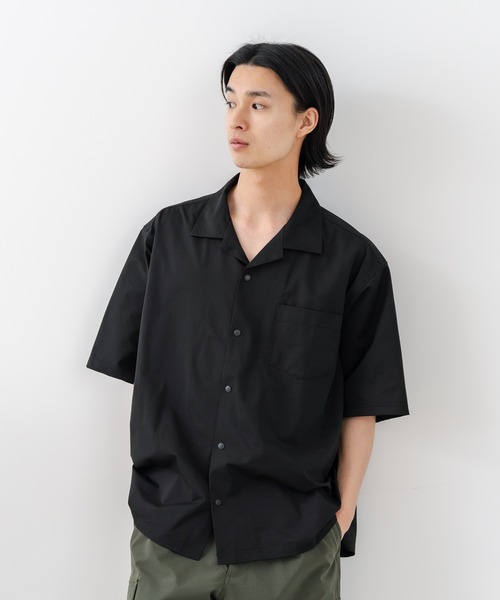 Blue Standard (ブルースタンダード)の「【BLUE STANDARD/ブルースタンダード】【抜群の通気性と軽さを実現!新素材エアースルーテック】オープンカラーシャツ 開襟シャツ 吸水速乾 軽量 全方向ストレッチ メッシュ素材(シャツ/ブラウス・メンズ・ブラック/ネイビー/グレー・MEDIUM/LARGE/X-LARGE)」の13枚目の写真