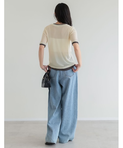 Re:EDIT（リエディ）の「パワーメッシュレイヤード風トップス（Tシャツ/カットソー・レディース・ブラック/ピンク/アイボリー・FREE）」の14枚目の写真