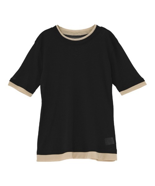 Re:EDIT（リエディ）の「パワーメッシュレイヤード風トップス（Tシャツ/カットソー・レディース・ブラック/ピンク/アイボリー・FREE）」の18枚目の写真