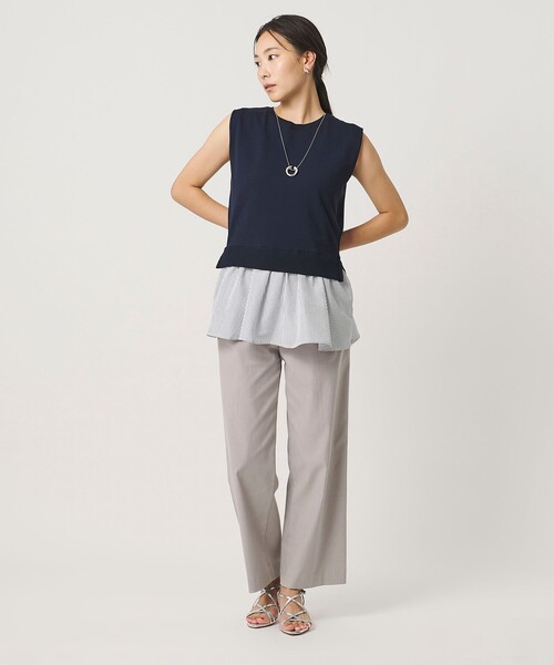 A DAY IN THE LIFE UNITED ARROWS(アデイインザライフユナイテッドアローズ)の「コンビ ペプラム ノースリーブニット ‐ウォッシャブル‐<A DAY IN THE LIFE>(ニット/セーター・レディース・ライトグレー/ブラック/ネイビー・FREE)」の5枚目の写真