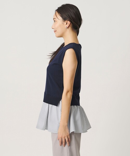 A DAY IN THE LIFE UNITED ARROWS(アデイインザライフユナイテッドアローズ)の「コンビ ペプラム ノースリーブニット ‐ウォッシャブル‐<A DAY IN THE LIFE>(ニット/セーター・レディース・ライトグレー/ブラック/ネイビー・FREE)」の7枚目の写真