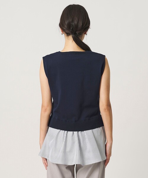 A DAY IN THE LIFE UNITED ARROWS(アデイインザライフユナイテッドアローズ)の「コンビ ペプラム ノースリーブニット ‐ウォッシャブル‐<A DAY IN THE LIFE>(ニット/セーター・レディース・ライトグレー/ブラック/ネイビー・FREE)」の8枚目の写真