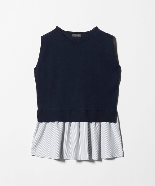 A DAY IN THE LIFE UNITED ARROWS(アデイインザライフユナイテッドアローズ)の「コンビ ペプラム ノースリーブニット ‐ウォッシャブル‐<A DAY IN THE LIFE>(ニット/セーター・レディース・ライトグレー/ブラック/ネイビー・FREE)」の11枚目の写真