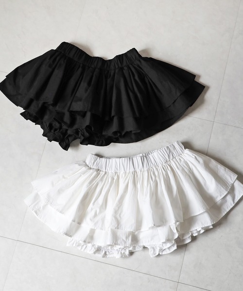 me+em select(ミームセレクト)の「【 インパン裏地付 】ボリュームフレアコットンミニスカート / volume flare cotton mini skirt(スカート・レディース・ホワイト/ブラック・FREE)」の3枚目の写真