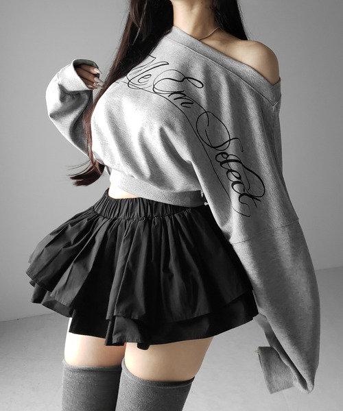 me+em select(ミームセレクト)の「【 インパン裏地付 】ボリュームフレアコットンミニスカート / volume flare cotton mini skirt(スカート・レディース・ホワイト/ブラック・FREE)」の11枚目の写真