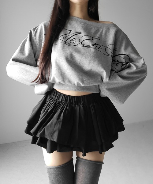 me+em select(ミームセレクト)の「【 インパン裏地付 】ボリュームフレアコットンミニスカート / volume flare cotton mini skirt(スカート・レディース・ホワイト/ブラック・FREE)」の13枚目の写真