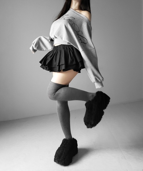 me+em select(ミームセレクト)の「【 インパン裏地付 】ボリュームフレアコットンミニスカート / volume flare cotton mini skirt(スカート・レディース・ホワイト/ブラック・FREE)」の14枚目の写真