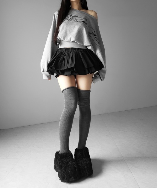 me+em select(ミームセレクト)の「【 インパン裏地付 】ボリュームフレアコットンミニスカート / volume flare cotton mini skirt(スカート・レディース・ホワイト/ブラック・FREE)」の15枚目の写真