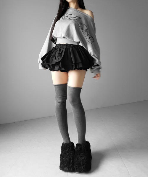 me+em select(ミームセレクト)の「【 インパン裏地付 】ボリュームフレアコットンミニスカート / volume flare cotton mini skirt(スカート・レディース・ホワイト/ブラック・FREE)」の17枚目の写真