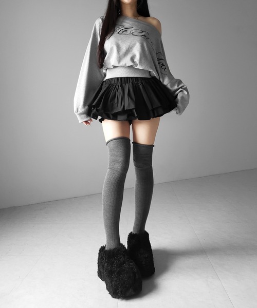 me+em select(ミームセレクト)の「【 インパン裏地付 】ボリュームフレアコットンミニスカート / volume flare cotton mini skirt(スカート・レディース・ホワイト/ブラック・FREE)」の18枚目の写真