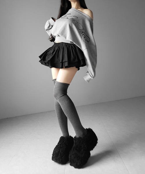 me+em select(ミームセレクト)の「【 インパン裏地付 】ボリュームフレアコットンミニスカート / volume flare cotton mini skirt(スカート・レディース・ホワイト/ブラック・FREE)」の19枚目の写真