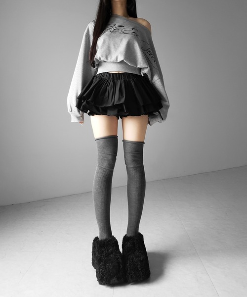 me+em select(ミームセレクト)の「【 インパン裏地付 】ボリュームフレアコットンミニスカート / volume flare cotton mini skirt(スカート・レディース・ホワイト/ブラック・FREE)」の20枚目の写真
