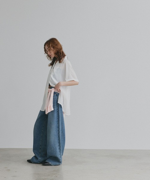 ad thie（アドティエ）の「ジョーゼットオープンカラー シャツ（シャツ/ブラウス・レディース・ライトブルー/チャコール/オフホワイト/ブラック・FREE）」の7枚目の写真